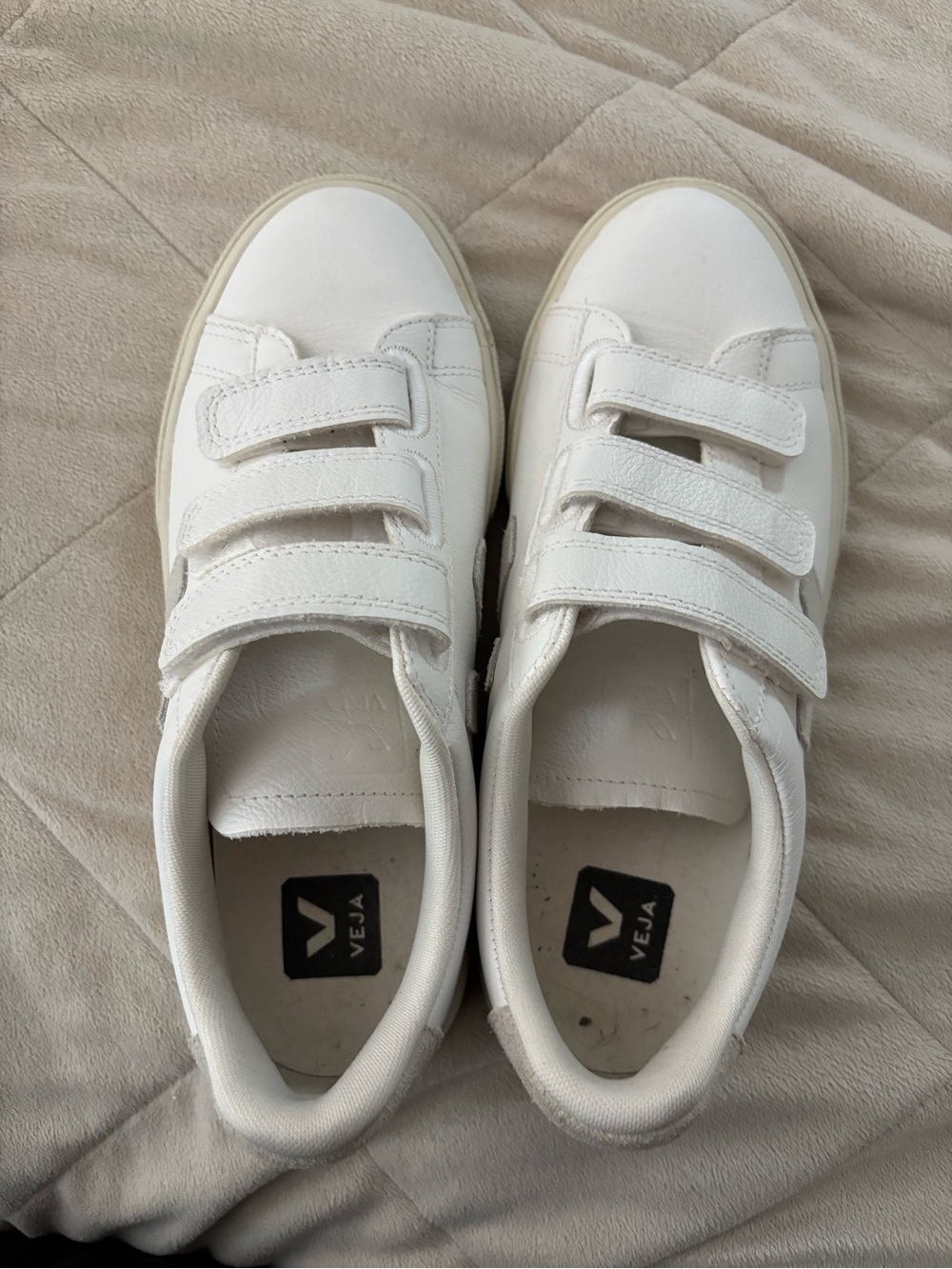 Veja White Velcro Sneakers